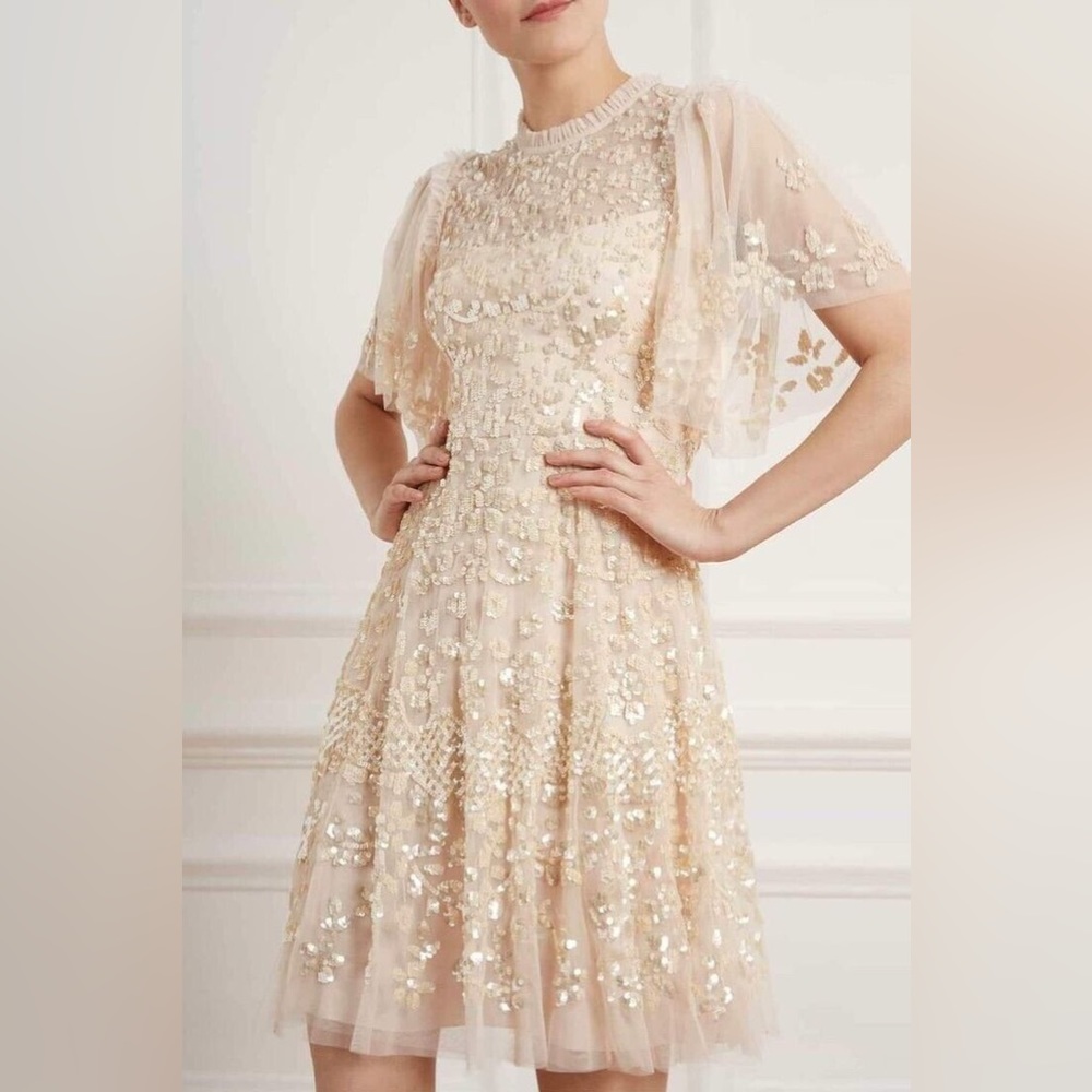 Needle & Thread Honesty Flower Sequin Mini Dress